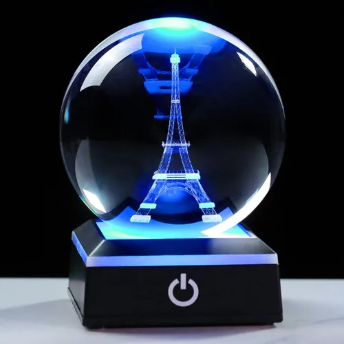 Miniatura 15 de Bola de cristal 3D, tortuga marina, regalos para mujeres y hombres, adorno de globo de nieve con base LED, luz nocturna, figuras de decoración