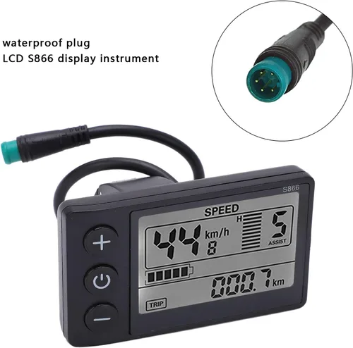 Miniatura 4 de Computadora de bicicleta, velocímetro de bicicleta S866, medidor de pantalla LCD, IP65, impermeable, odómetro de ciclismo, 24 V, 36 V, 48 V, panel