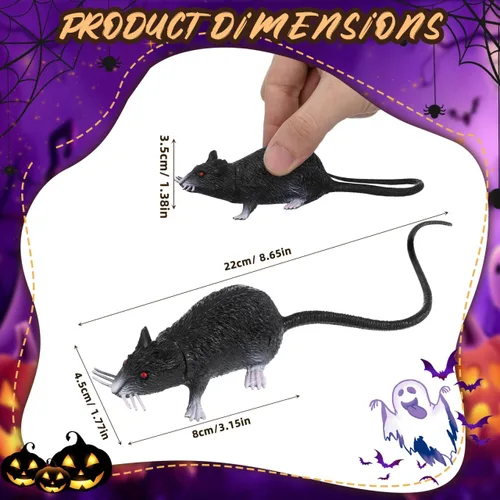 Miniatura 7 de Gadpiparty 2 ratas falsas, ratón falso, para bromas y trucos, accesorios de fiesta y Halloween, colores surtidos