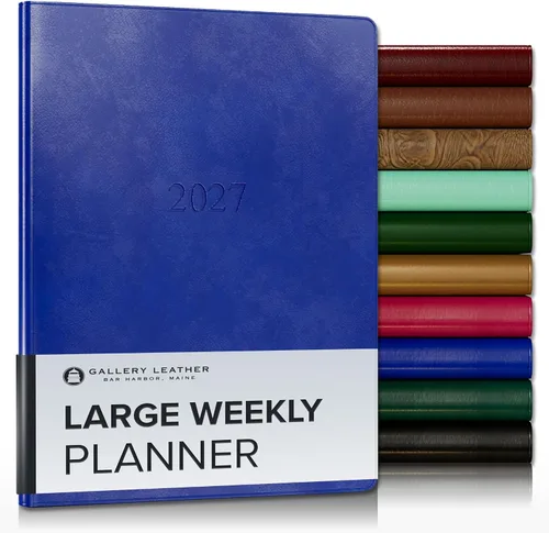 Miniatura 98 de Gallery Leather Agenda semanal y mensual grande 2025-2026, agenda y cuaderno con elegantes bordes de página dorados dorados, 12 meses, cactus Cactus