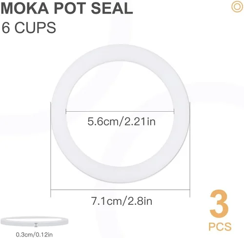 Miniatura 2 de wedrink 1 filtro y 3 sellos de silicona de repuesto para cafetera de aluminio Moka Pot y estufa Espresso (6 tazas)