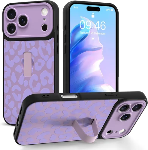 Miniatura 94 de Funda compatible con iPhone 17 Pro Max con correa de mano para los dedos, funda de teléfono con estampado de leopardo y guepardo para mujeres