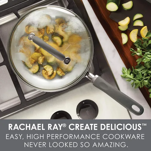 Miniatura 2 de Rachael Ray Create Delicious - Sartén hondo antiadherente con tapa / Sartén / Cacerola - 9.5 pulgadas, gris