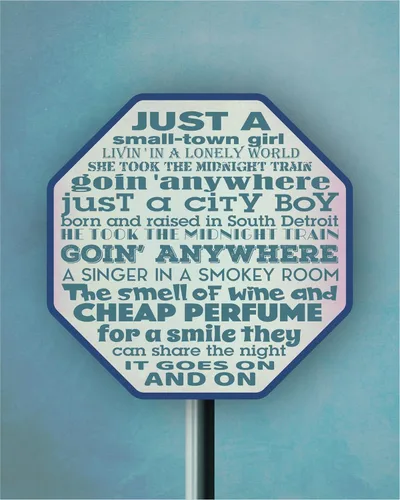 Don't Stop Believin' Song - Lyrics Inspired Wall Decor Art Print Illustration - Love Song Poster Home Decor Gift for Her (10"L x 8"W, Print -