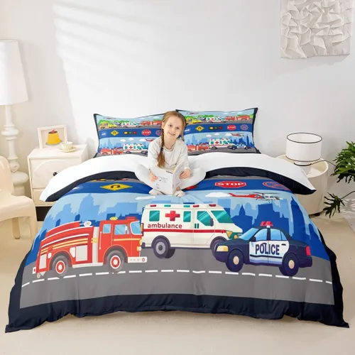 Miniatura 8 de Juego de funda de edredón para niños, diseño de pingüino de dibujos animados, tamaño King, bonito juego de ropa de cama de animales de poste ártico