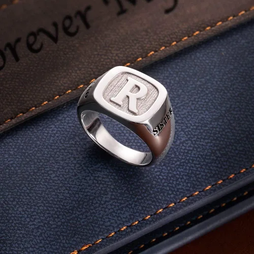 Miniatura 5 de Anillos de iniciales personalizados para hombres plata de ley 925 anillos de banda de identificación personalizados joyería del día del padre
