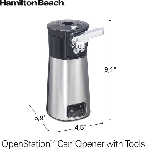 Miniatura 8 de Hamilton Beach OpenStation Abrelatas Eléctrico Automático para Cocina con Herramienta Múltiple y Herramientas de Apertura de Botellas y Frascos