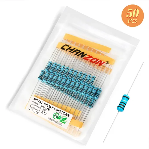 Miniatura 5 de Chanzon 50pcs 1W 0.1 Ohm Ohm 0r1 r1 Resistencia fija de película metálica 0.01 ±1% Tolerancia 0.1R MF Agujero pasante Resistencias limitantes
