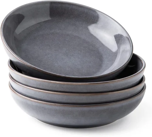 Miniatura 12 de AmorArc Juego de 4 cuencos grandes de cerámica para pasta de 8.5 pulgadas, cuencos de cerámica de 36 onzas para cocina, cuencos anchos para pasta