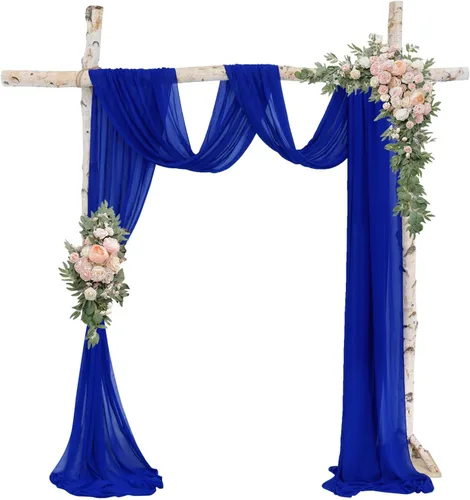 Miniatura 12 de Tela de Drapeado de Arco Burdeos Gasa Cortinas de Arco de Boda Vino 2 Paneles 18 pies Cortinas Transparentes para Drapeado de Techo de Boda Cortinas