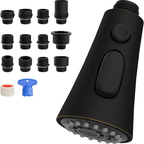 Miniatura 15 de Hibbent Reemplazo del cabezal del grifo de cocina, boquilla de pulverización de 3 funciones del cabezal del grifo de cocina con 9 adaptadores