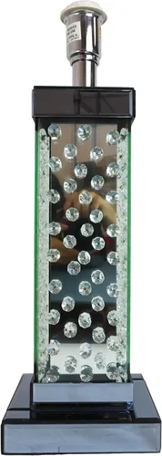 Miniatura 7 de Ebros Gift Moderna y elegante lámpara de mesa rectangular con cristales flotantes biselados de cristal y metal, con pantalla de tela gris, acento