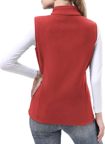 Miniatura 7 de BenBoy Chaleco de forro polar para mujer, chaleco suave, sin mangas, con bolsillos con cremallera, ropa cálida para otoño e invierno