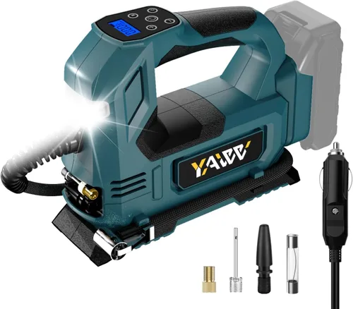 Miniatura 8 de Compresor de aire inalámbrico para inflador de neumáticos para batería Milwaukee M18, bomba de aire portátil de 160 PSI con luz LED y manómetro
