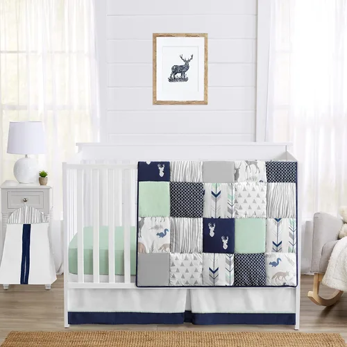 Miniatura 9 de Sweet Jojo Designs Juego de ropa de cama para cuna de bebé para niño o niña, color gris, rojo, negro y blanco, género neutro, acuarela, celosía