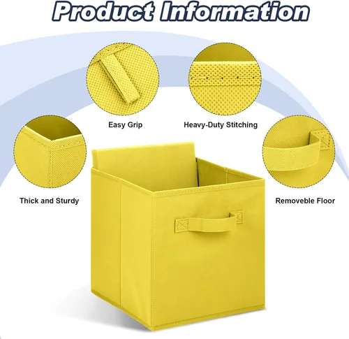 Miniatura 4 de Hillban 48 cubos de almacenamiento plegables de 11 pulgadas, cubos de tela a granel con doble asa, cubo organizador para armario, juguetes, aula