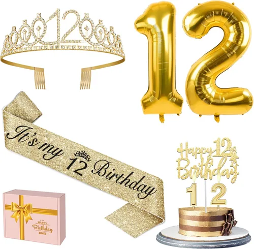 Miniatura 8 de Decoraciones doradas de 70 cumpleaños para mujer con banda y tiara de cumpleaños 70, adorno para pastel y velas, globos de números, regalos de 70