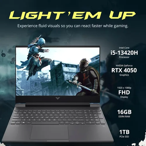 Miniatura 3 de HP Victus - Laptop para juegos FHD de 15.6 pulgadas y 144 Hz, Intel i5-13420H, 16 GB de RAM, SSD PCIe de 1 TB, NVIDIA GeForce RTX 4050, teclado