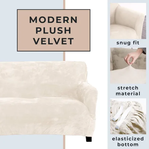 Miniatura 3 de Great Bay Home Funda elástica de felpa de terciopelo para silla con brazo, protector de muebles de silla de terciopelo, suave, antideslizante, alta