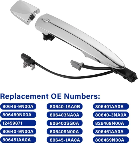Miniatura 5 de Manijas de puerta exteriores cromadas (2 unidades, izquierda y derecha) con sensor de entrada de llave inteligente, compatible con Nissan