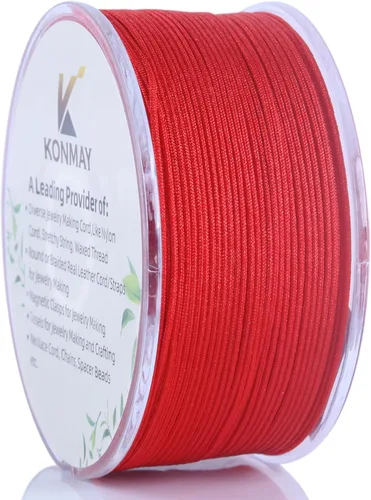 Miniatura 27 de KONMAY - Hilo de nylon negro de 0.6mm con estuche para pulseras, cordón de nailon satinado trenzado de 190 yardas para hacer joyería, encordar