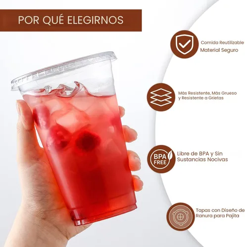 Miniatura 3 de AOZITA Juego de 120 vasos de plástico transparente de 16 onzas con tapas, vasos desechables con tapas con ranura para popote para bebidas frías