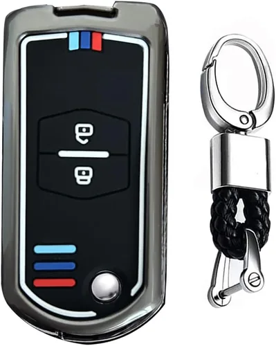 Funda plegable para llaves de 2, 3, 5, 6, 8, Atenza, carcasa para llaves, accesorios, protector de 2 botones, color negro, 2 Botón-a Llavero-Negro