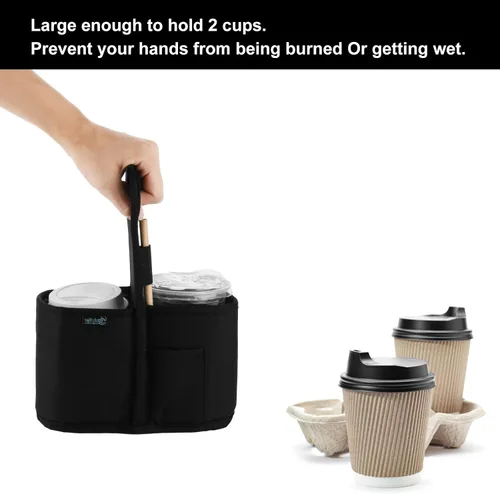 Miniatura 6 de Beautyflier Portabebidas con Asa para Entrega Portavasos de Café Aislado Reutilizable Portabebidas Portátil Soporte para 2 Tazas con Asa Organizador