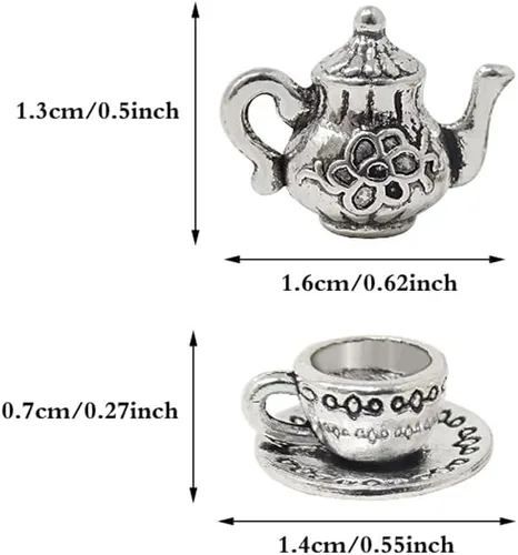Miniatura 2 de JKJF 30 dijes de metal para tetera, taza de té, mini colgantes de taza de café, dijes vintage para tetera, colgante a granel para manualidades