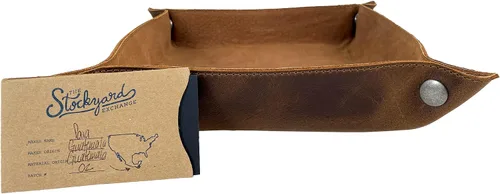 Miniatura 7 de Leather At Home, Catchall grande hecho a mano de cuero de grano completo, marrón bourbon