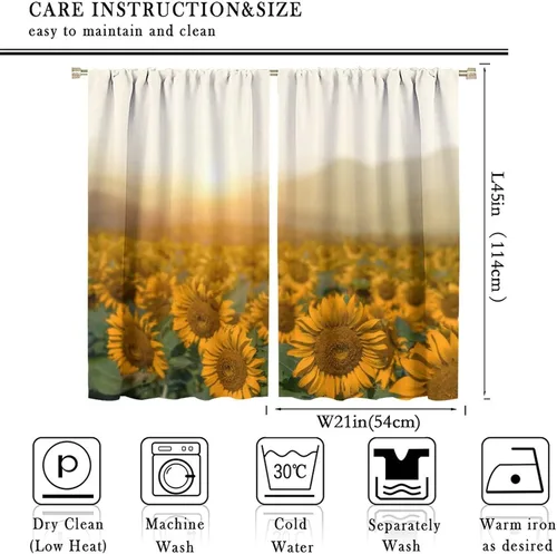 Miniatura 2 de Cortinas opacas con diseño de girasoles para ventana, puesta de sol sobre girasol, para dormitorio, sala de estar, cocina, decoración del hogar, 42