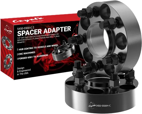 Miniatura 13 de Wheel Accessories Parts 2 adaptadores de espaciadores de rueda centrados en buje de 5 x 5 5 x 127 1.25 pulgadas de grosor 2.815 in, buje de rosca