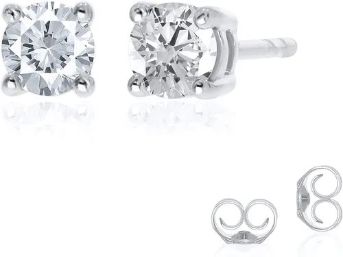 La Joya Aretes de diamantes de 16-2 12 quilates Aretes de diamantes cultivados en laboratorio de oro real de 14 quilates para hombres y mujeres