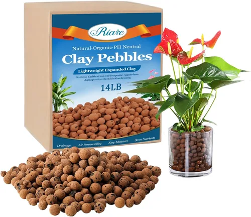 Riare Guijarros de Arcilla Expandida Orgánica de 14 LBS para Plantas - Bolas de Leca Natural de 4mm-16mm Agregado Ligero de Guijarros de Arcilla