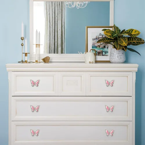 Miniatura 3 de Pomos de mariposa para gabinete, 6 pomos de mariposa de un solo agujero, tiradores decorativos para puerta, gabinete, cajón, armario, muebles