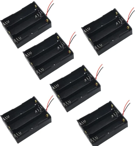 Caja de batería negra 18650, 4 soportes de batería 18650, 3 × 18650 caja de almacenamiento de batería con cables negros y rojos, para proyectos de