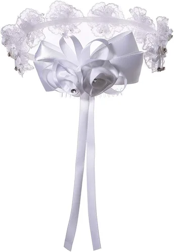 Miniatura 2 de Velos florales de primera comunión para niñas, corona de perlas blancas