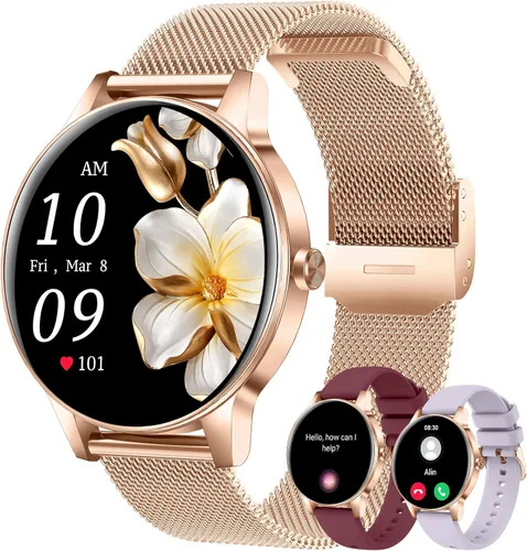Miniatura 14 de Relojes inteligentes para hombres y mujeres (contestar/realizar llamadas), pantalla HD de 1.27" con rastreador de actividad física, monitor de ritmo