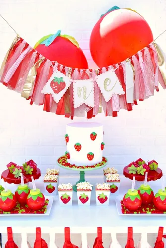 Miniatura 4 de Cartel para silla alta con temática de bayas y fresas, accesorio de fotos de pastel de aplastamiento, decoración de fondo de fotos de primer
