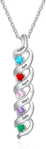 Miniatura 25 de Gemszoo Personalized Twisted Name Necklace with Simulated Birthstones Mother Daughter Pendant Gifts for Women Mom Grandma