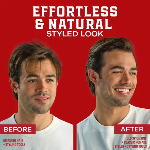 Miniatura 9 de Old Spice Pomada clásica para hombres, sujeción media, bajo brillo, peinado de cabello masculino, 2.22 onzas cada una, paquete doble