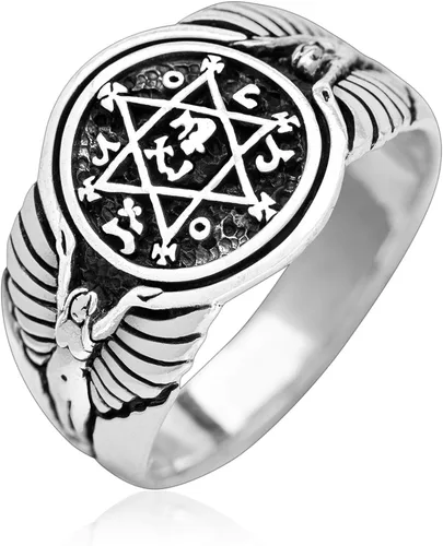 Miniatura 3 de Anillo de plata de ley 925 con sello de Salomón estrella de David Judaica