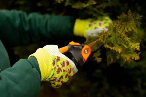 Miniatura 4 de Guantes de jardinería para mujer, jersey de algodón suave, estampado floral, agarre de puntos de PVC, cómodos y duraderos, multicolor, verde, rojo
