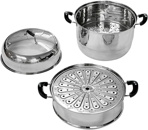 Miniatura 2 de 14 "(36cm) de acero inoxidable olla de vapor de 2 niveles de múltiples capas de vapor de la pila caldera