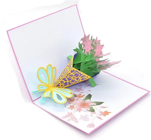 Miniatura 6 de Tarjetas emergentes de flores 3D, tarjeta de felicitación de flores con sobres para todas las ocasiones, 4 tarjetas de flores surtidas para Acción
