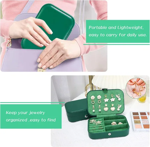 Miniatura 5 de batifine Estuche de joyería de viaje, organizador de joyas pequeño de piel sintética para mujeres y niñas, caja de joyería de viaje de 2 capas