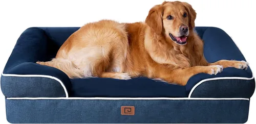 Miniatura 75 de EHEYCIGA - Cama ortopédica para perro grande, impermeable, de espuma viscoelástica y espuma tipo caja de huevos, bordes elevados, antideslizante