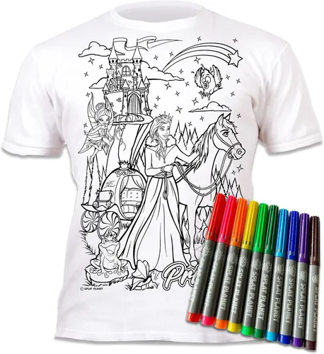 Splat Planet Color in Princess - Camiseta de cuento de hadas con 10 marcadores mágicos lavables no tóxicos, color y lavado