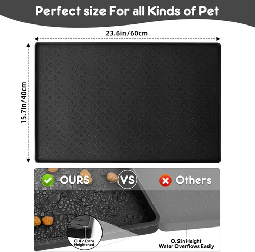 Miniatura 2 de Tapete de comida para perros y gatos para alimentos y agua, tapete de silicona para alimentación de mascotas, tapete para platos de agua para pisos