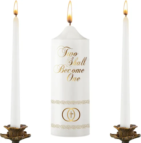 Juego de velas de unidad Frienda para ceremonia de boda Velas de unidad de boda en forma de cono Accesorios para ceremonia religiosa católica (Cruz)